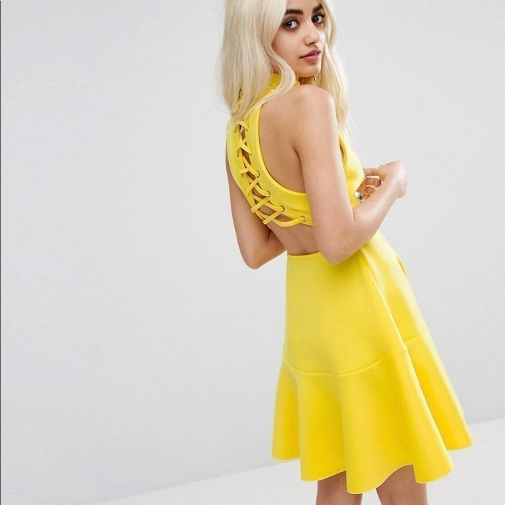 ASOS PETITE LACE UP SKATER MINI DRESS